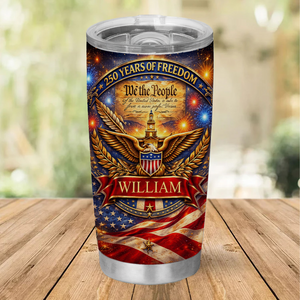 Personalized USA 250 Years Of Freedom Curved Tumbler | Custom Name 4th Of July 20oz Tumbler 684611