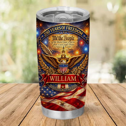 Personalized USA 250 Years Of Freedom Curved Tumbler | Custom Name 4th Of July 20oz Tumbler 684611