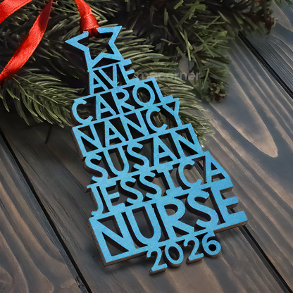 Custom Family Names Wooden Ornament, Personalized Christmas Keepsake Gift 686617