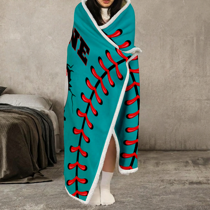 Personalized Baseball Hooded Blanket, Custom Name & Number Gift For Sports Lover 686376