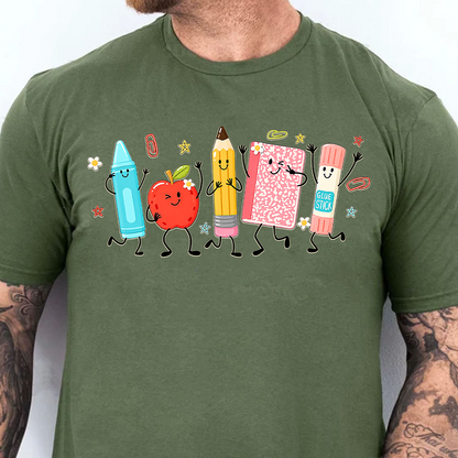 Cute School Supplies Dark Shirt, Crayon Pencil Notebook Tee, Back To School Gift 685726