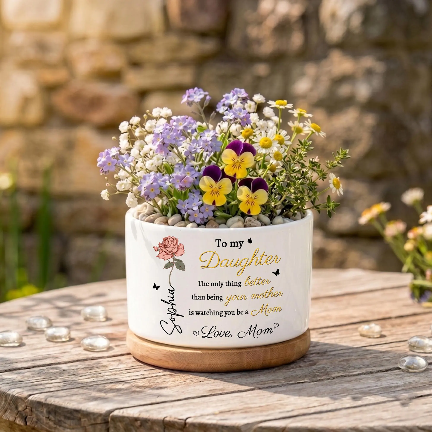 Personalized Love To My Daughter Plant Pot | Custom Name Ceramic Plant Pot Mother's Day Gift, Daughter Gift From Mama 684728