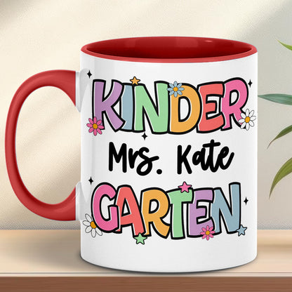 Personalized Kindergarten Teacher Mug | Back to School White Mug Accent Mug | Custom Mug for Teachers 682576