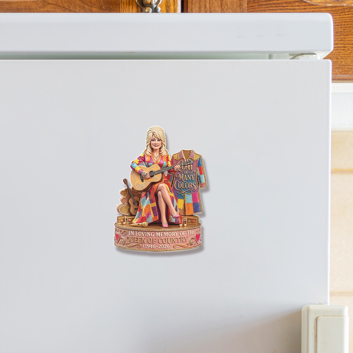 Dolly Parton Memorial Fridge Magnet, Coat Of Many Colors Magnet, Dolly Fan Gift 686199
