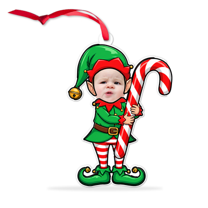 Custom Photo Baby Christmas Acrylic Ornament, Personalized Baby Elf Ornament, Gift For Family 686212