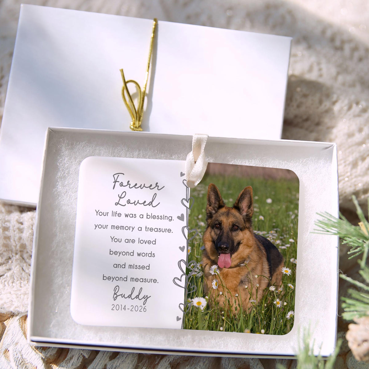 Custom Dog Cat Memorial Photo Ceramic Ornament, Personalized Christmas Gift For Pet Lover 686790 WFD
