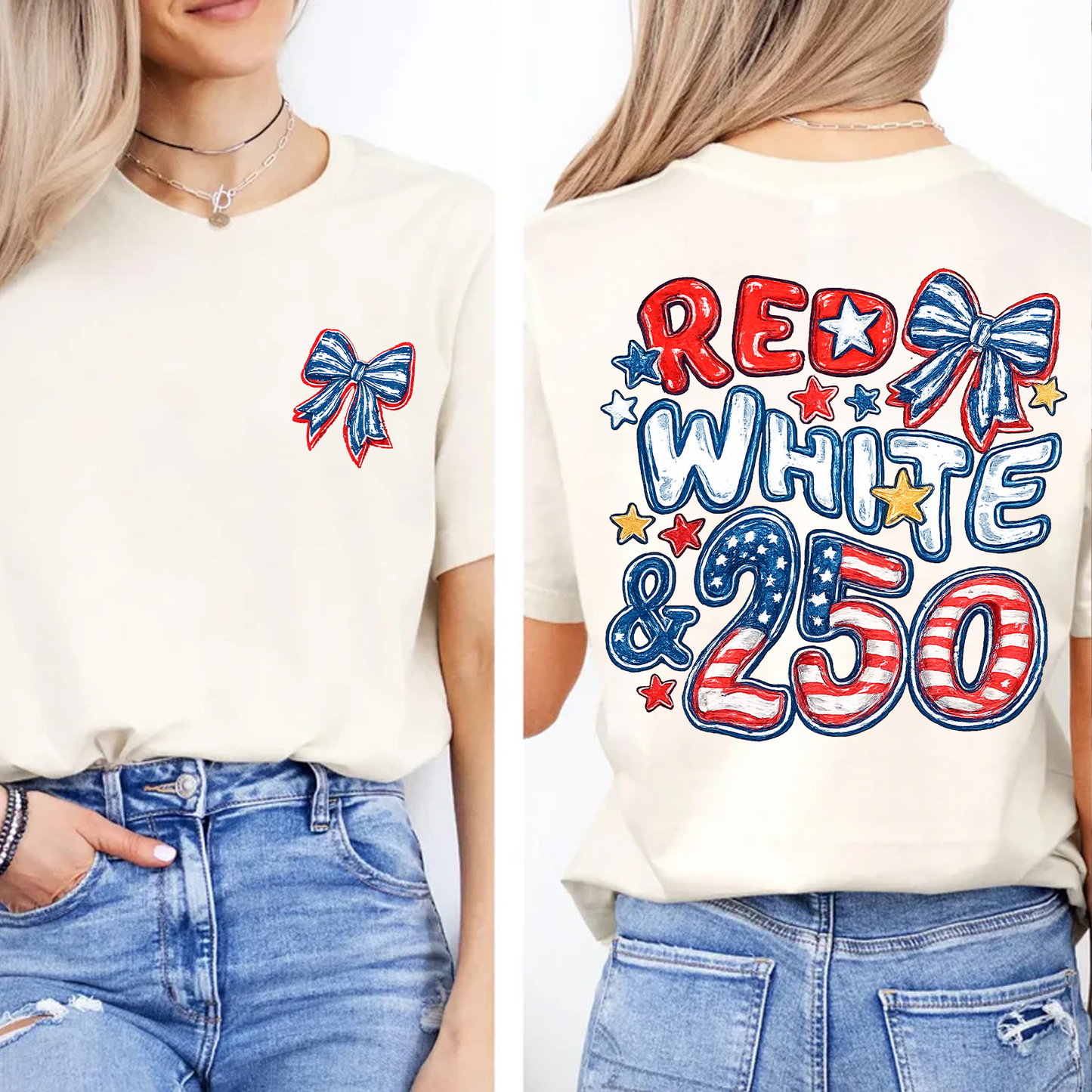 USA 250th Anniversary Pocket & Back Bright Shirt, Vintage Red White & 250 Tee, Patriotic 4th Of July Gift 685419