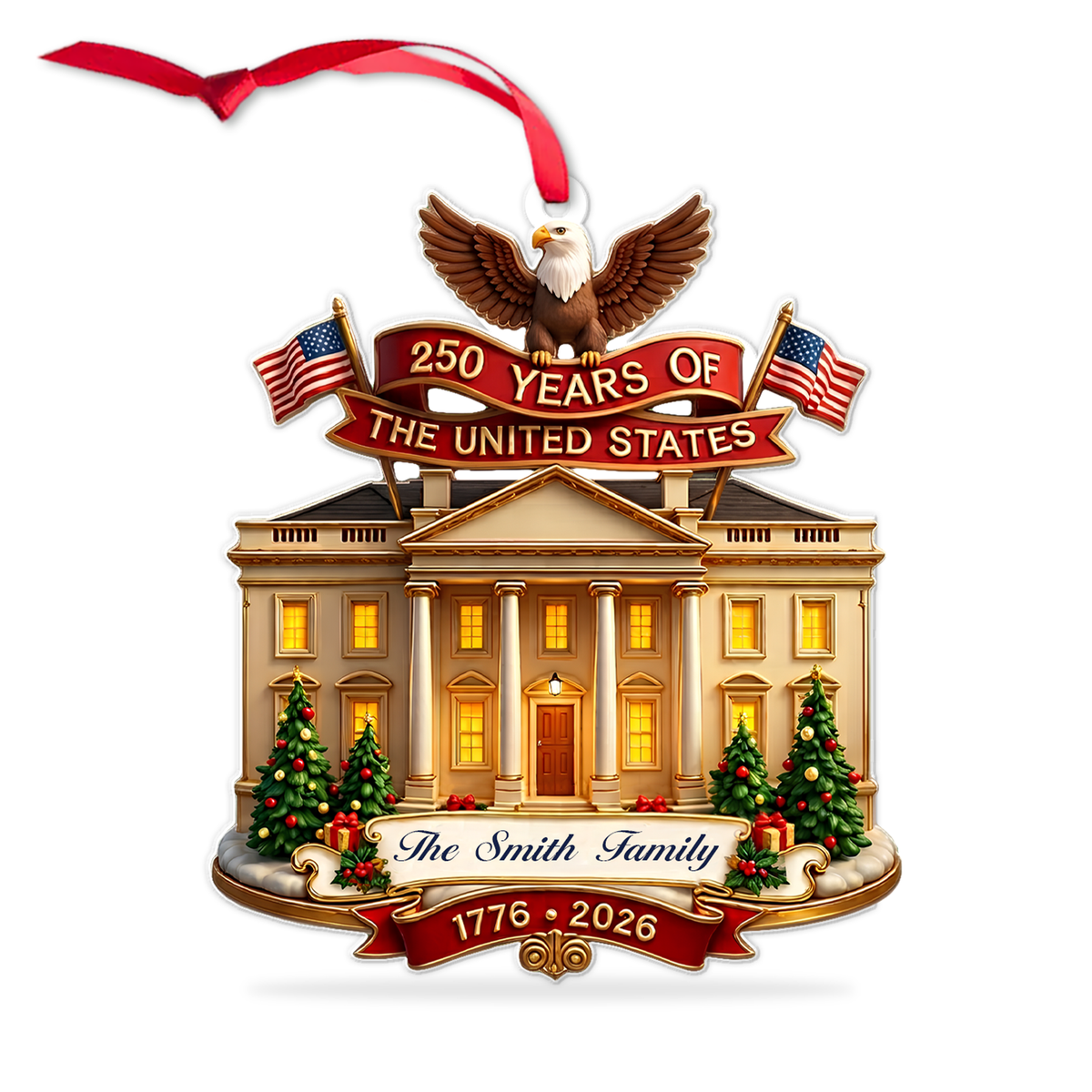 Personalized USA 250th Anniversary Acrylic Ornament, Custom Name Christmas Keepsake Gift 686451