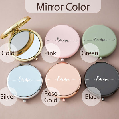 Custom Name Pocket Makeup Mirror | Elegant Bridal Shower Gift | Personalized Compact Mirror 686861 WFD