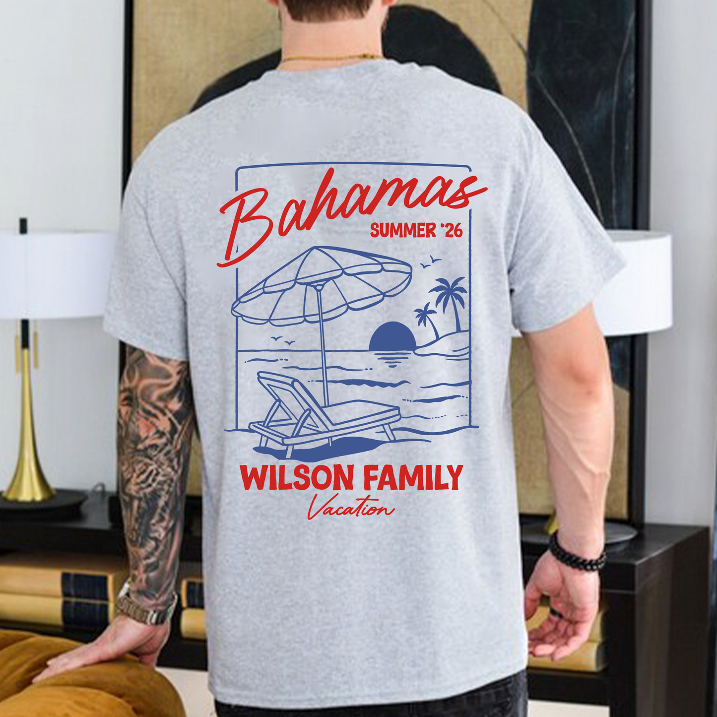 Custom Family Name Vacation Backside Shirt, Bahamas Summer Tee, Holiday Beach Trip Outfit 685504