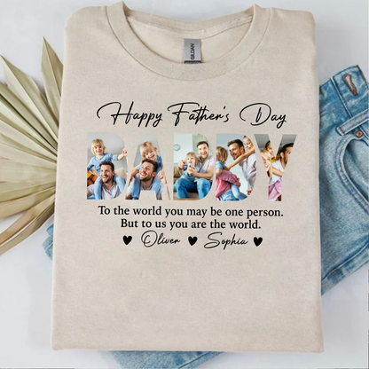 Custom Photo Happy Father's Day Bright Shirt, Personalized Family Tee, Gift For Dad 685084