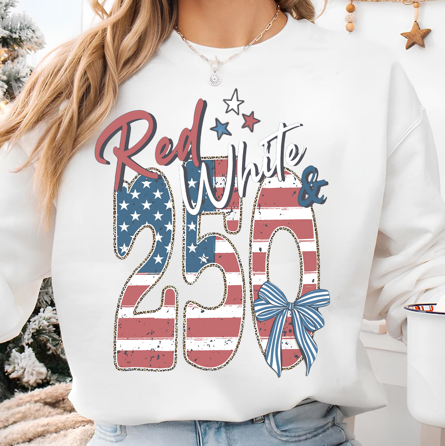 Red White & 250 Anniversary - Coquette Bow Bright Shirt | Patriotic Tee 684461