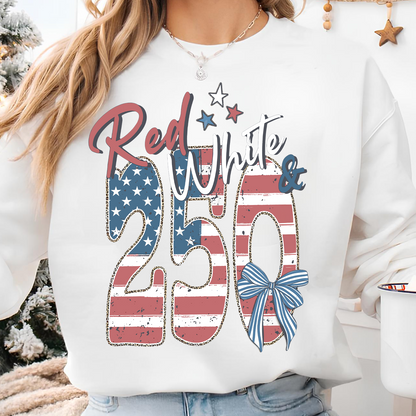 Red White & 250 Anniversary - Coquette Bow Bright Shirt | Patriotic Tee 684461