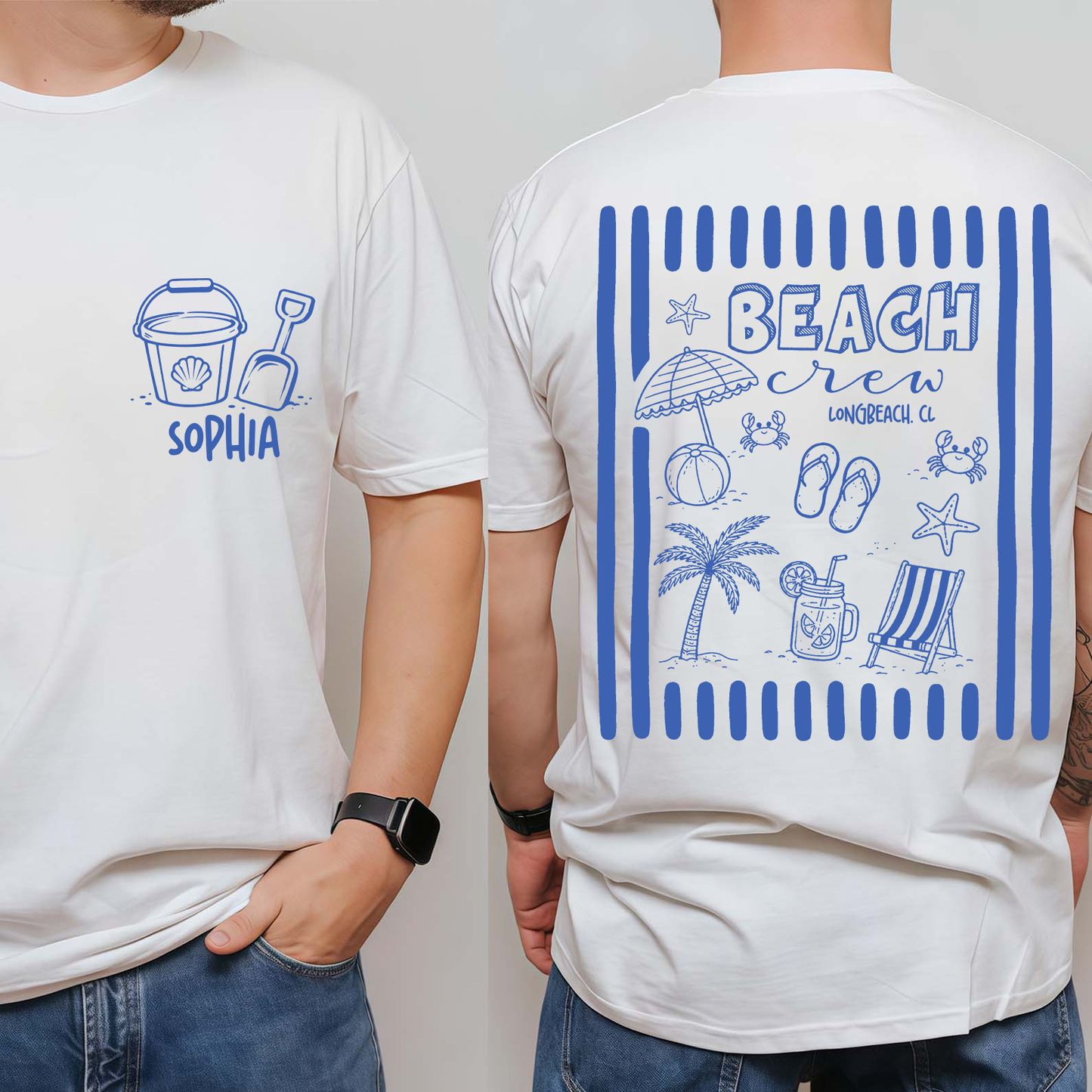 Personalized Beach Vacation Pocket & Back Bright Shirt, Family Trip Summer Tee, Vacay Family Summer Gift 685515