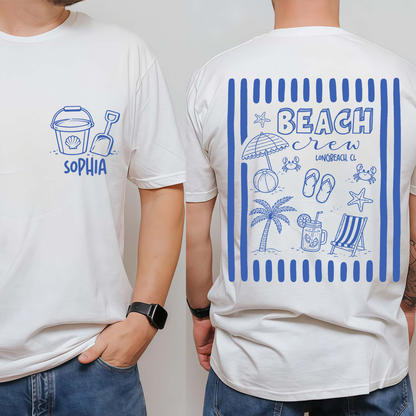 Personalized Beach Vacation Pocket & Back Bright Shirt, Family Trip Summer Tee, Vacay Family Summer Gift 685515