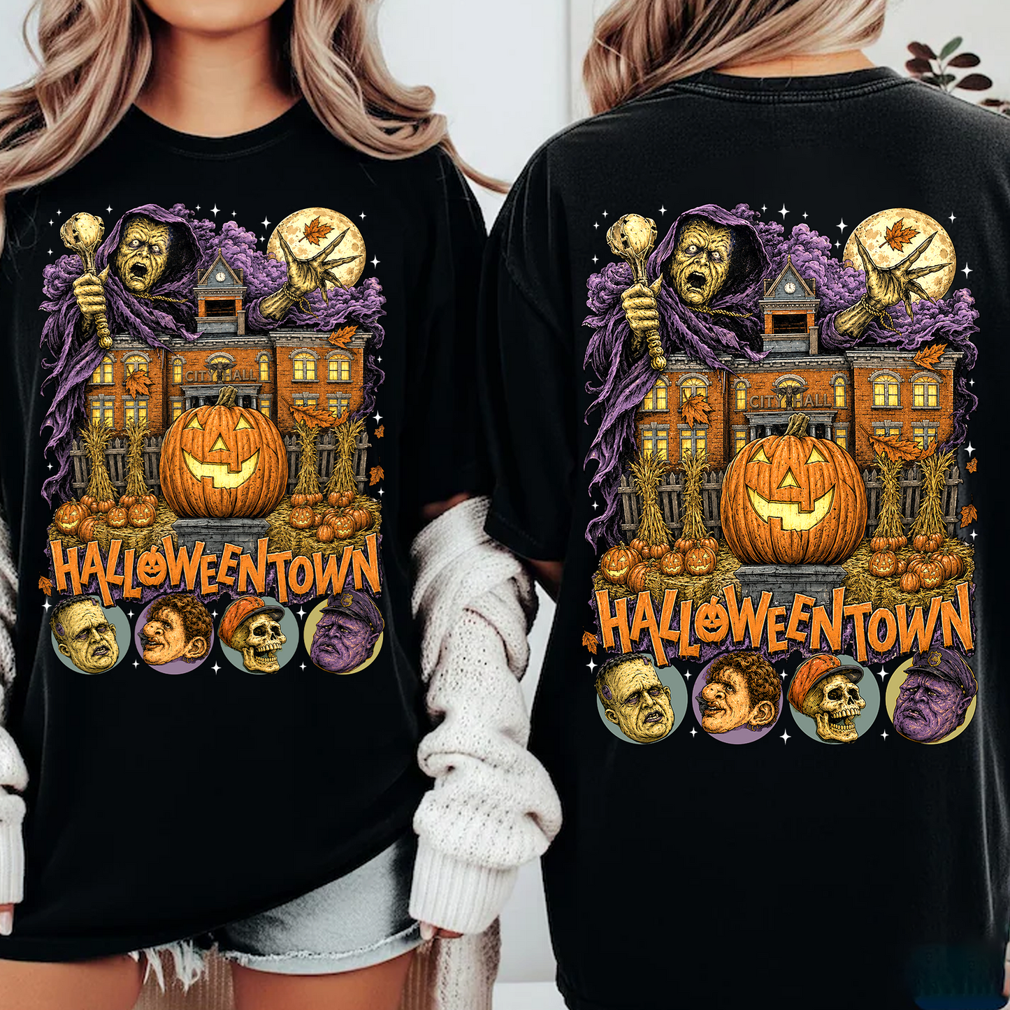 Personalized Halloweentown Front And Back Dark Shirt, Halloween Unisex Graphic T-Shirt 685626
