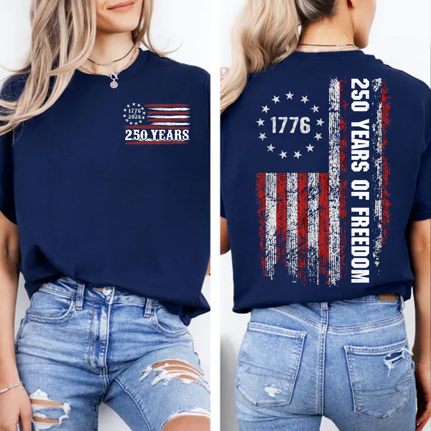 250 Years Of Freedom Shirt | 250th Anniversary 1776–2026 Tee | Patriotic Retro USA 250 Pocket & Back Shirt 684509
