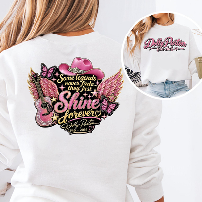 Dolly Parton Memorial Front & Back Bright Shirt, "Shine Forever" Fan Club Tribute Tee 686045