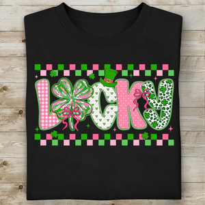 Lucky Checkered Brushstroke Shamrock Dark Shirt | Gift For St Patrick’s Day T-Shirt 684405