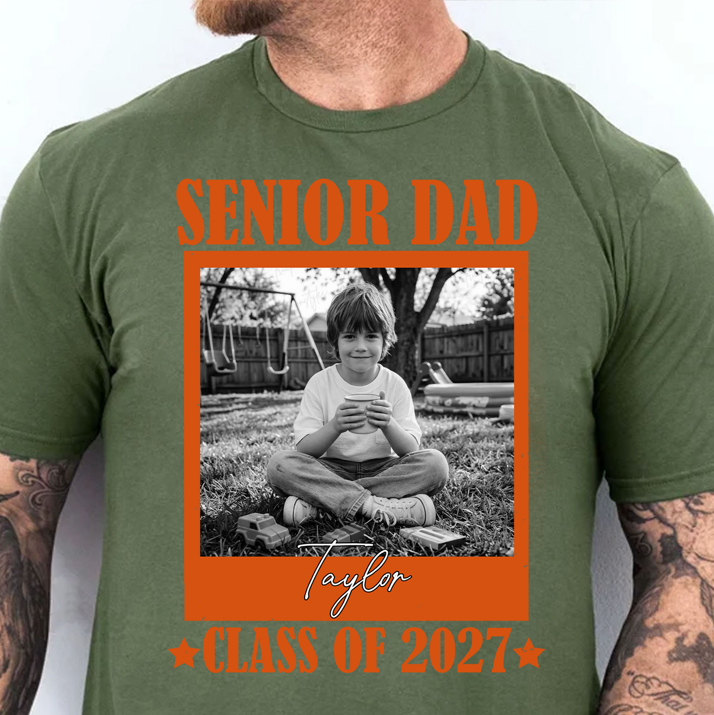 Personalized Senior Dad Mom 2027 Bright Shirt, Custom Photo Class Of 2027 Tee, Graduation Gift For Family 685374