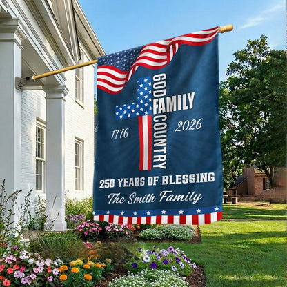 Custom Family Name America 250 Years Of Blessing House Flag | Patriotic 4th Of July Decor 685266