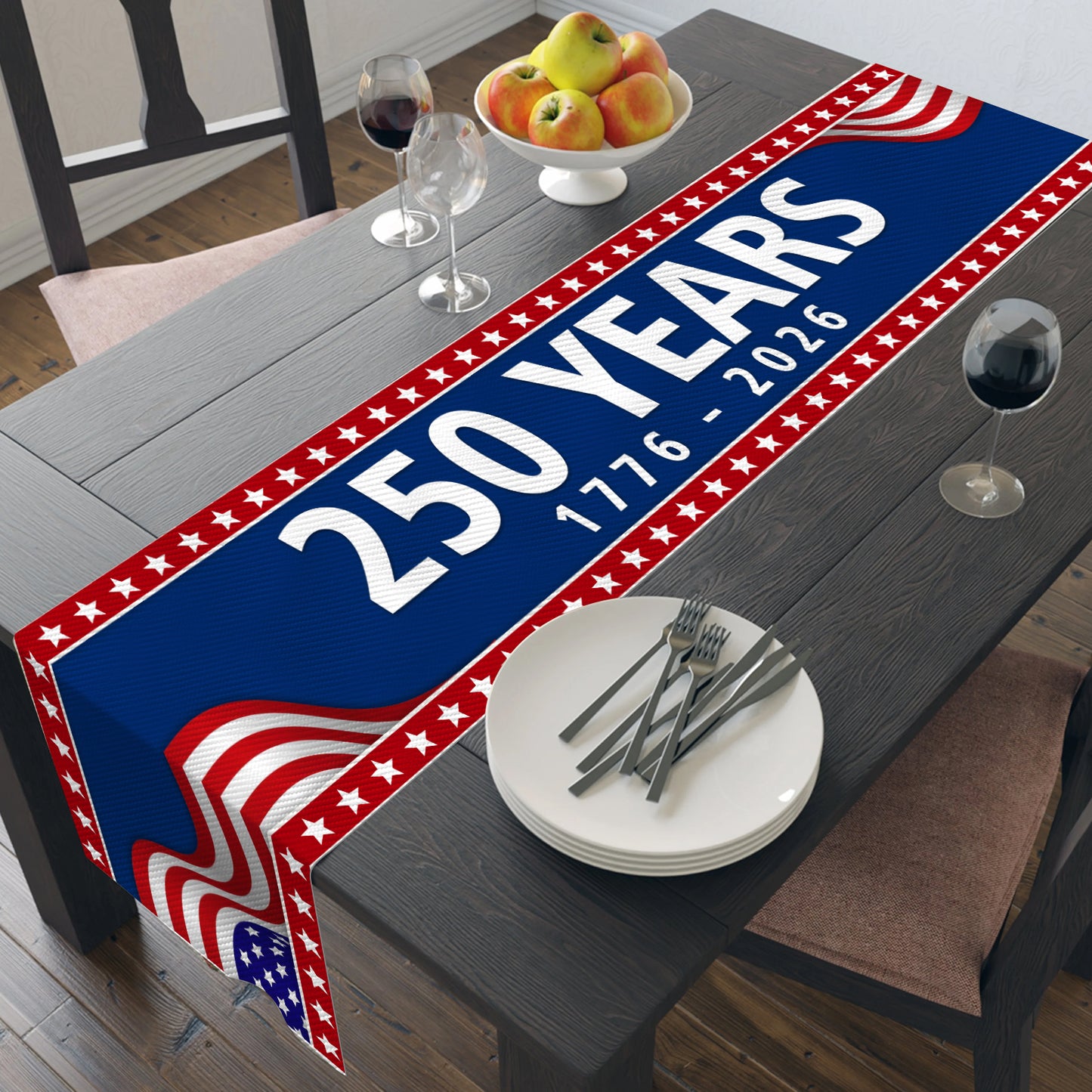 250 Years USA Patriotic Table Runner | America 250th Anniversary 1776–2026 Decor | Independence Day Table Decoration 683634
