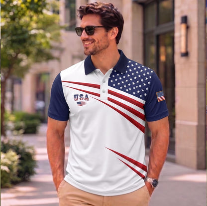 USA 250 Years Polo Shirt, Patriotic American Flag Golf Polo, 4th Of July AOP Polo Shirt 685302