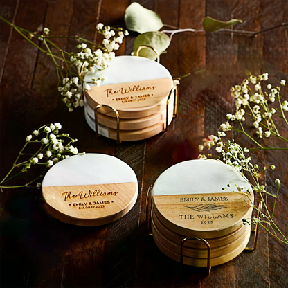 Personalized Wedding Ceramic Coaster | Custom Name Coaster Gift For Couples 684760