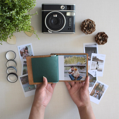 Custom Photo Father's Day Mini Keepsake Photo Book, Handcrafted Wooden Cover, Personalized Gift For Dad 685028