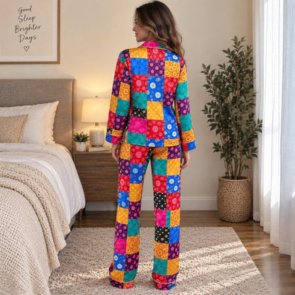 Dolly Coat Of Many Colors Pajamas, Dolly Parton Satin PJ Set, Country Music Holiday Sleepwear 686309