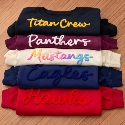 Custom Mascot Embroidered Sweater, Personalized Team Name Football Tee, High School Football Gift 686099 WFD