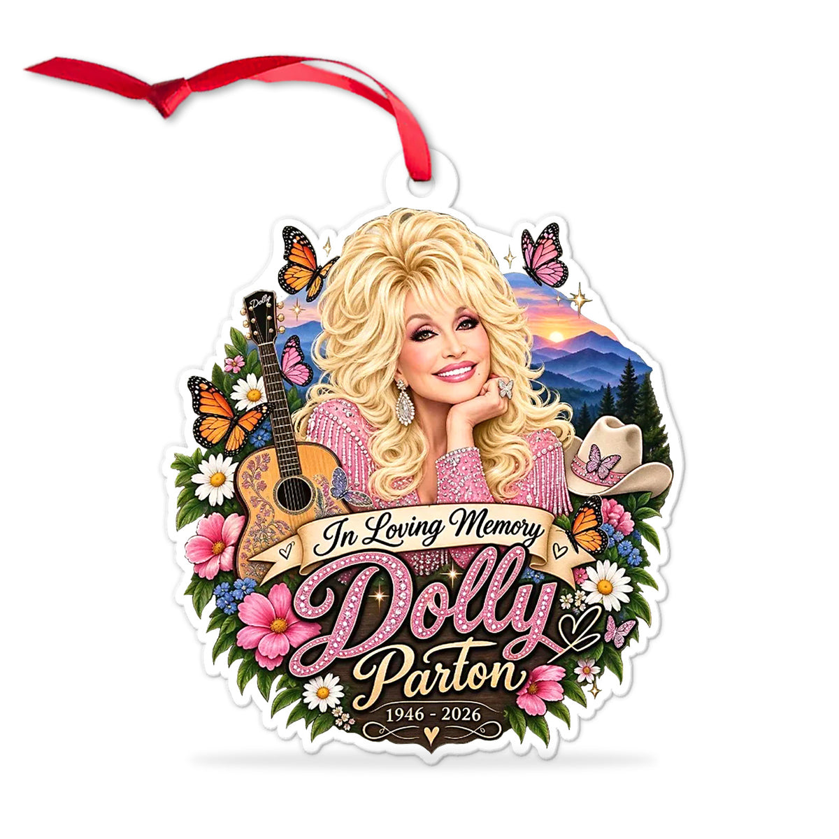 In Loving Memory Dolly Parton Acrylic Ornament, Country Music Christmas Ornament, Dolly Fan Gift 686148