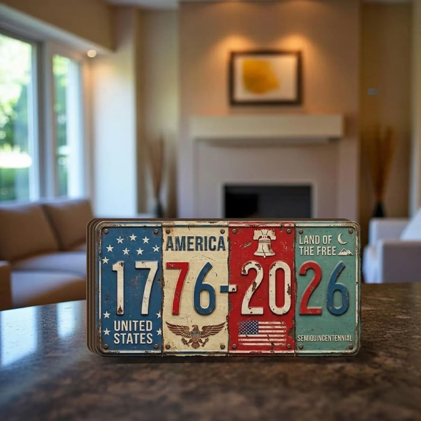 USA 250 Years Anniversary Block Sign | Rustic License Plate Art 1776-2026 Semiquincentennial Decor | 250 Years Of America 684519