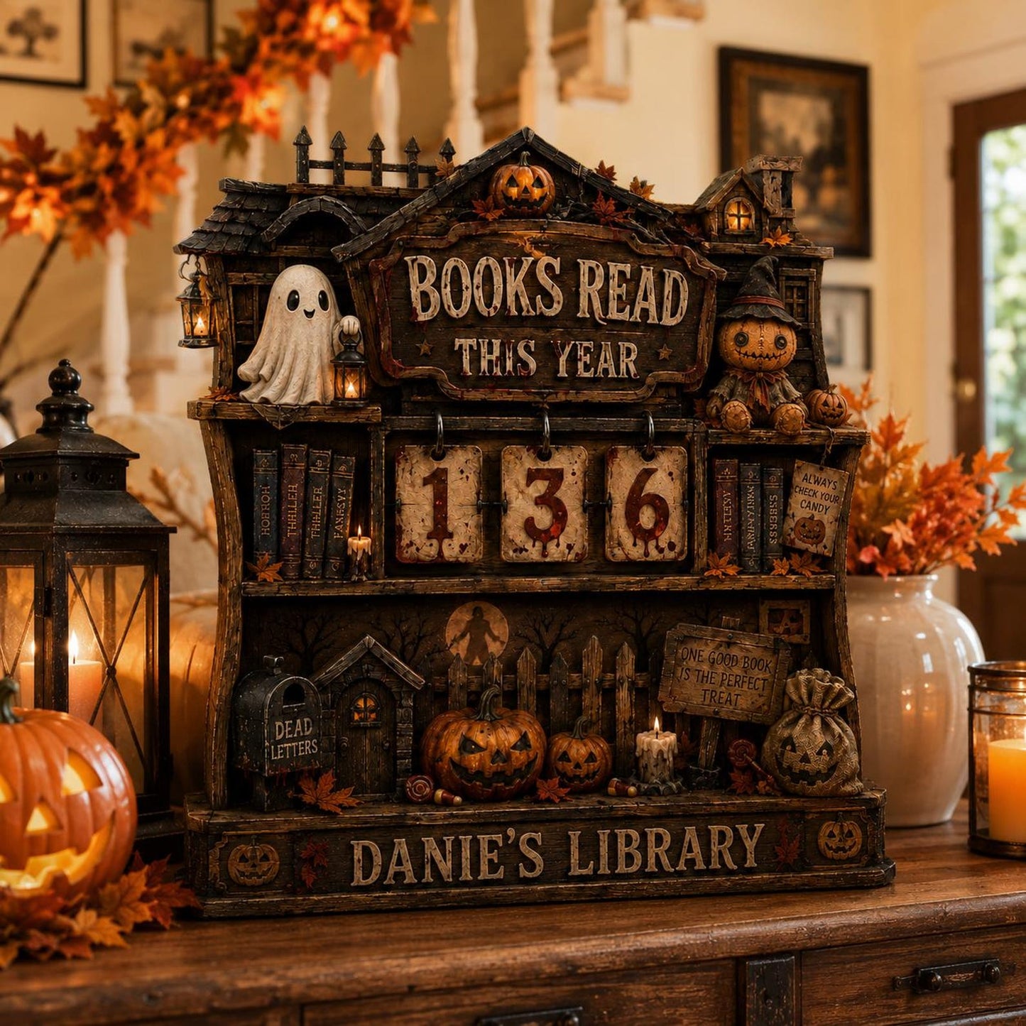 Personalized Witchy Books Read Tracker, Custom Name Halloween Library Decor, Book Lover Gift 685663