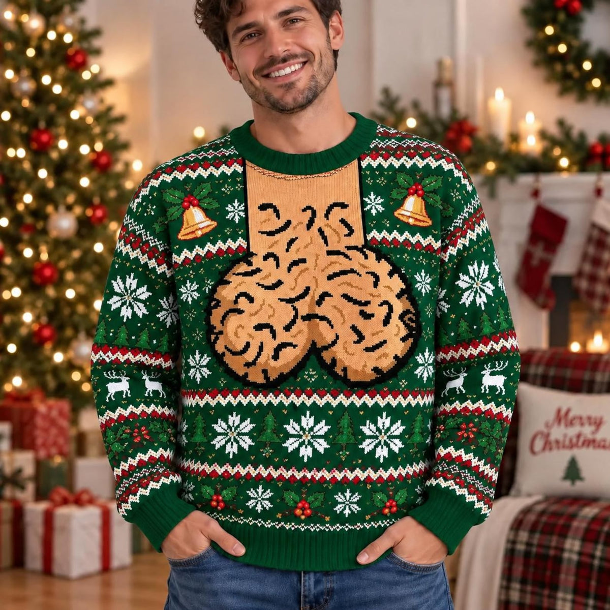 Personalized Jingle Balls Christmas AOP Sweatshirt, Funny Ugly Sweater Gift 686469 WFD