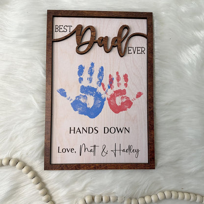Personalized Best Dad Ever 2 Layers Wooden Plaque, Custom Name Wooden Plaque, Father’s Day Gift 685027