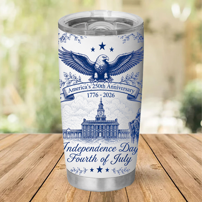 USA 250 Years Anniversary Curved Tumbler | Patriotic Semiquincentennial 1776-2026 20oz Tumbler 685035