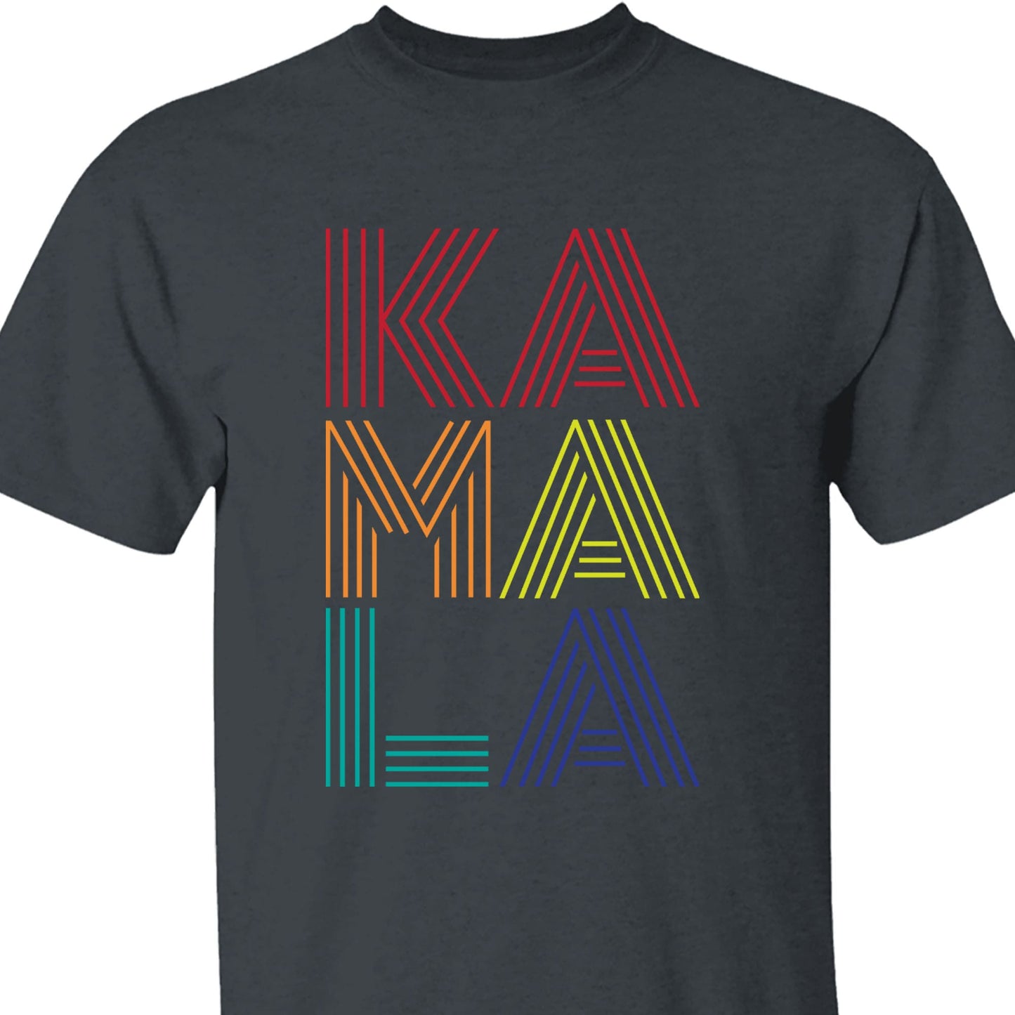 Rainbow Lines Kamala Shirt | Kamala Harris 2024 Shirt | Democrat Shirt Dark T1452 - KH2