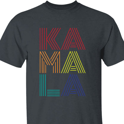 Rainbow Lines Kamala Shirt | Kamala Harris 2024 Shirt | Democrat Shirt Dark T1452 - KH2