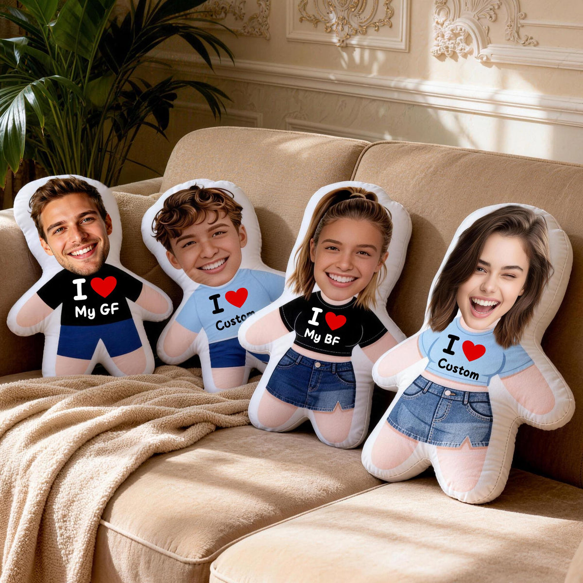 Custom Face Photo I Love Pillow, Personalized Funny Pillow, Romantic Gift For Couples 686734 WFD