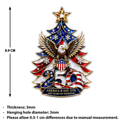 USA 250 Years Of Freedom Acrylic Ornament, America EST. 1776 Bald Eagle Patriotic Christmas Ornament 685789