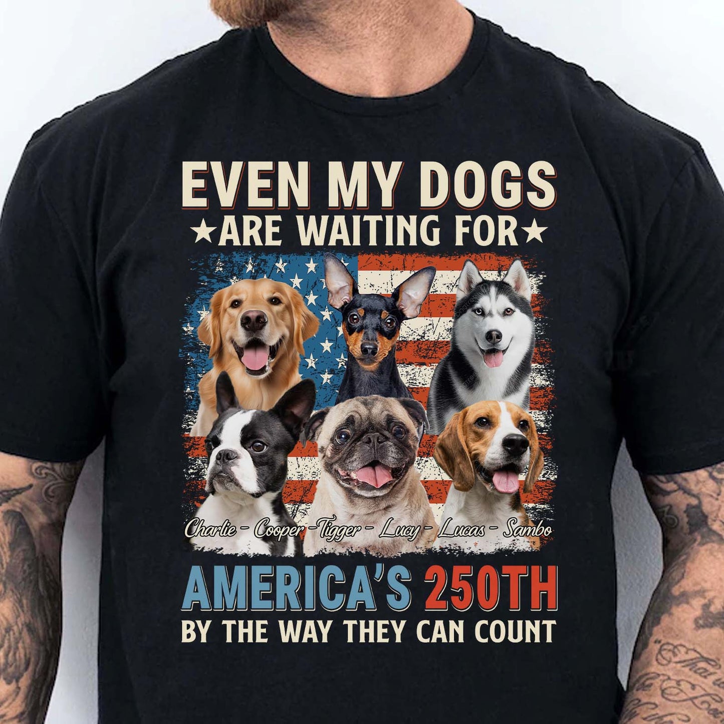 Personalized America 250th Anniversary Dark Shirt | Custom Dog Cat Photo Shirt, Patriotic Tee 684498