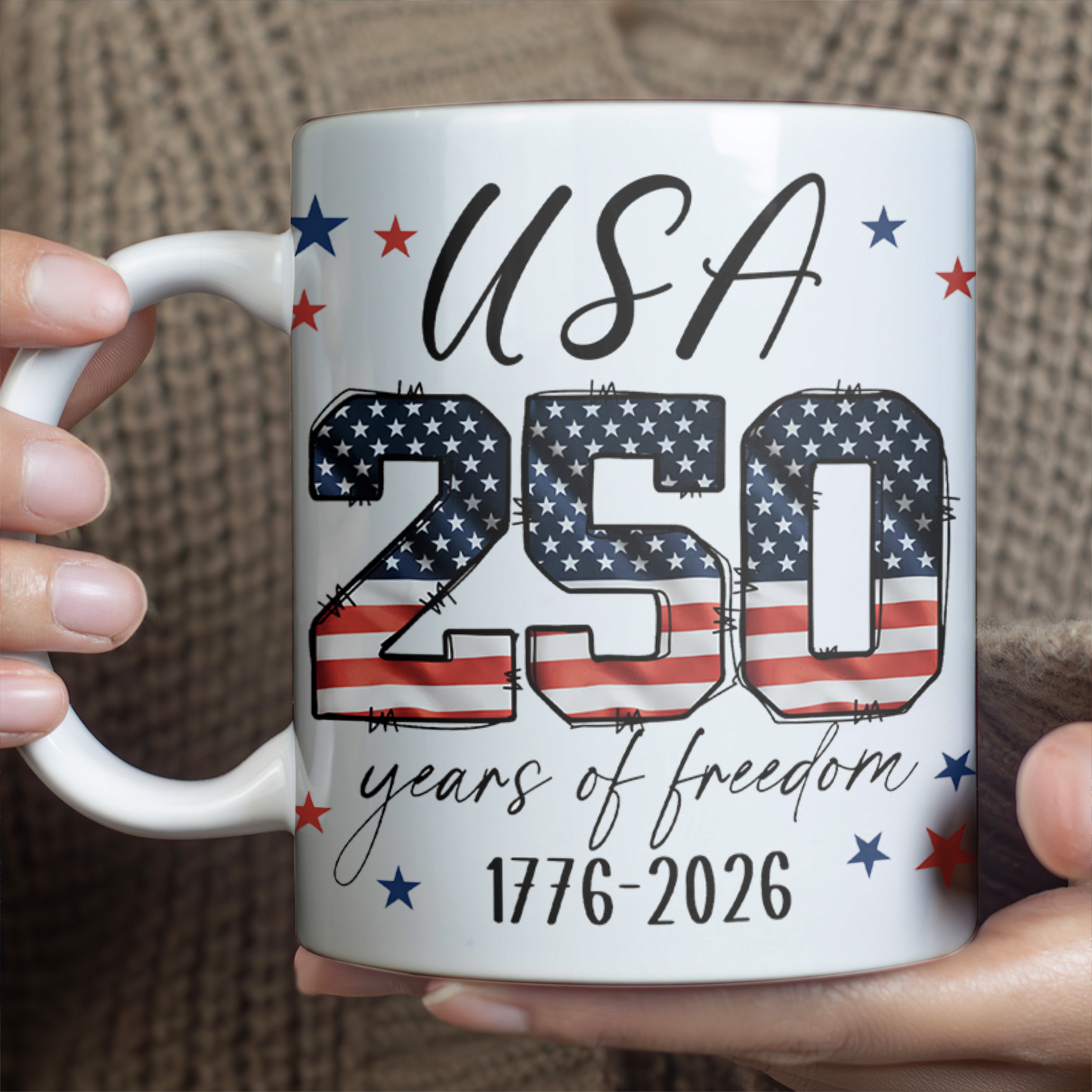 USA 250 Years Of Freedom Mug | Patriotic 4th Of July Coffee Cup | Independence Day White Mug Accent Mug 684774