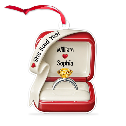 Personalized She Said Yes Engaged Acrylic Ornament, Custom Name Married Christmas Keepsake 686527