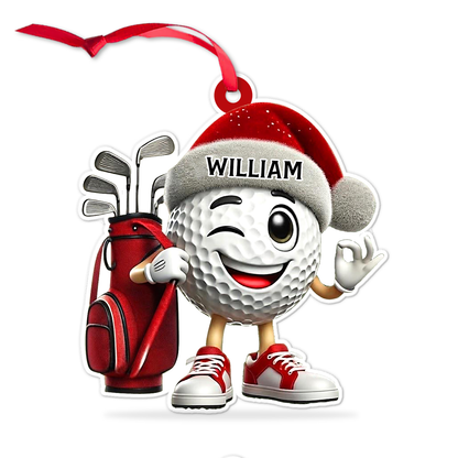 Personalized Winking Golf Ball Christmas Acrylic Ornament, Custom Name Gift For Golfer 686381
