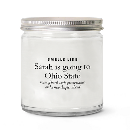 Personalized College Acceptance Scent Candle, Custom Graduation Gift, Going To College High School Grad Gift 684892