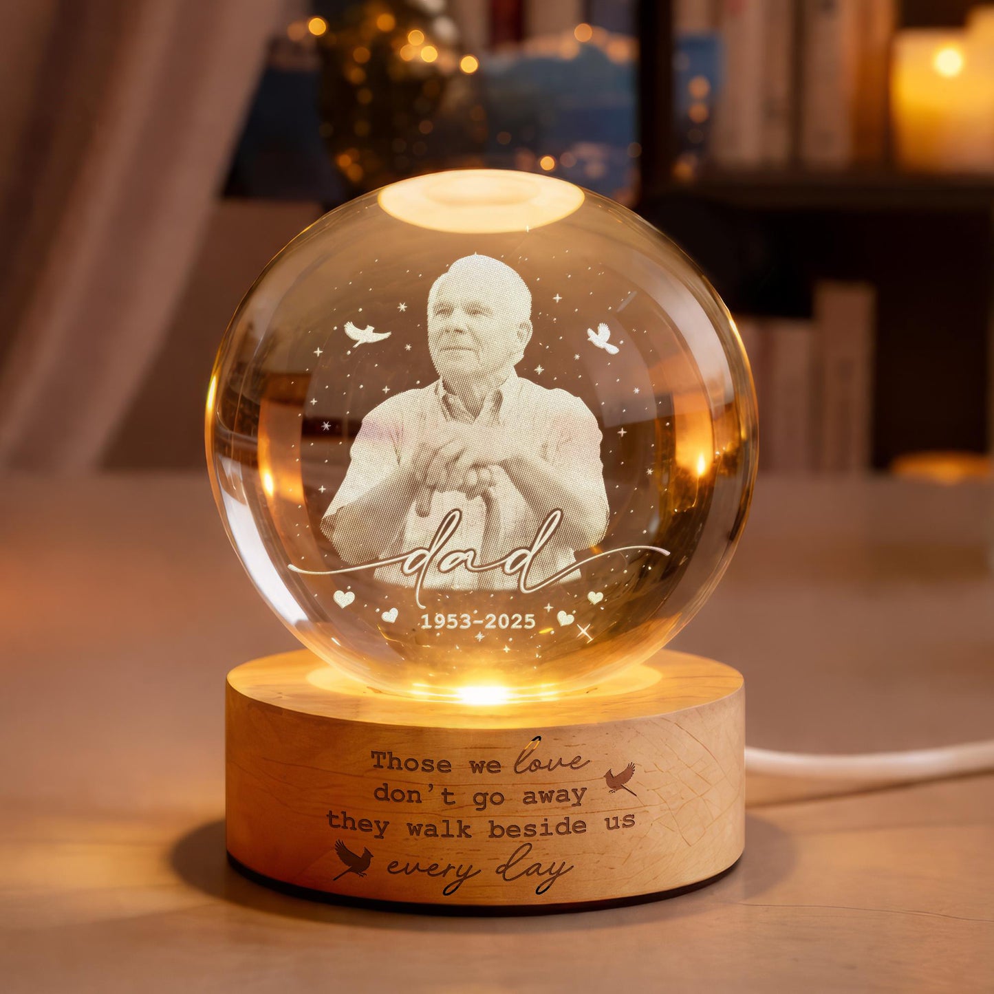 Custom Photo Memorial Crystal Ball Night Light, Mom Remembrance Gift, Dad Memorial Gift 685450 WFD