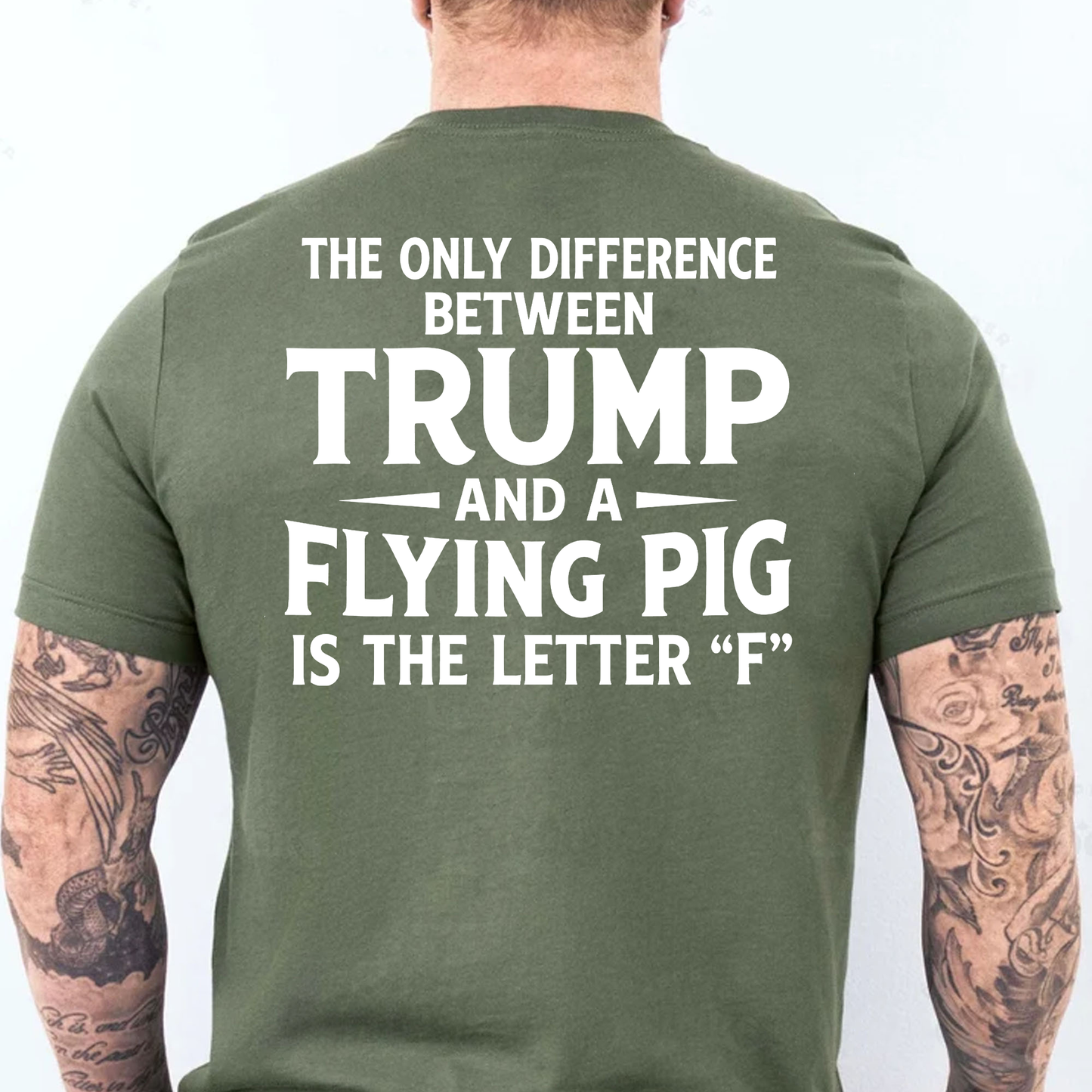 Funny Flying Pig Joke Anti Trump Backside Dark Shirt, Political Humor Graphic Tee 686061