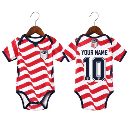 Personalized USA Soccer Baby Suit, Custom Name Number Football Outfit, Gift For Newborn 685425 WFD