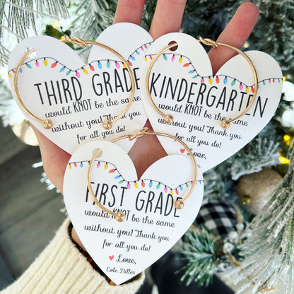 Personalized Teacher Knot Bangle & Heart Card, Custom Name Christmas Knot Bangle, Back To School Gift 685808 WFD